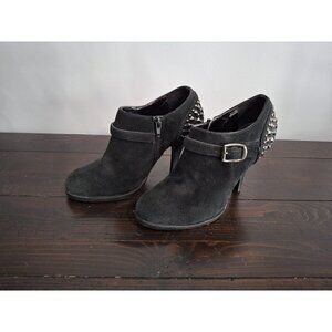 Nine West Westwick Studded Black Suede Heeled Ankle Booties/Pre-owned, Sz. 7M